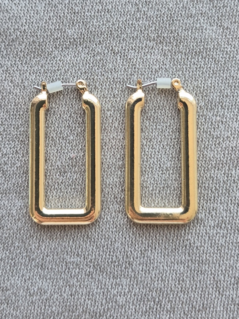 Gold Rectangular Hoop Earrings - Women Jewelry